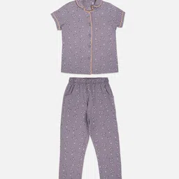 Sweet Dreams Girls Purple & White Printed Night suit-image-49