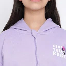 Lil Tomatoes Girls Purple Typography Printed Tracksuit image 2