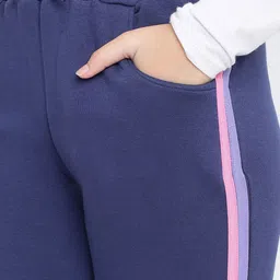 Lil Tomatoes Girls Navy Blue Typography Printed Tracksuits image 3