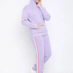 Lil Tomatoes Girls Purple Typography Printed Tracksuit image 4