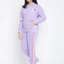 Lil Tomatoes Girls Purple Typography Printed Tracksuit image 5