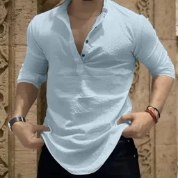 levinta Men Solid Cotton Blend Straight Kurta image 3