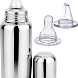 pgd Stainless Steel Baby Feeding Bottle with Sipper and Nipple - 300 ml image 2