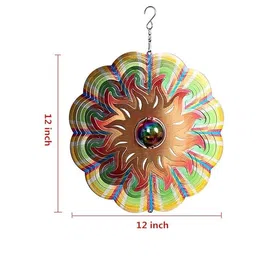 YORWAN 3D Metal Wind Spinners with Unique Mirror Ball Garden Decor | Sun Wind Spinner with Unique Mirror Ball |Backyard Ornaments Wind Spinner Decorations image 3