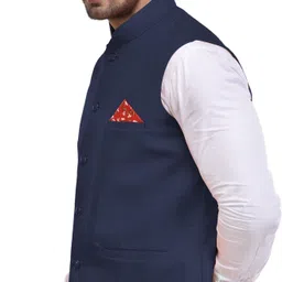 eliq Men Solid Mandarin Festive & Wedding Blazer image 4