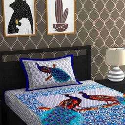 clothohub Cotton Single Flat 144 TC Jaipuri Prints Bedsheet-picture-11