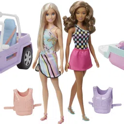 barbie Giftset with 2 Dolls, Off-Road Vehicle, Floating Boat & 2 Life Vests-picture-19