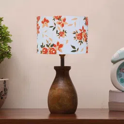 new era Multicolour Cotton Table Lamp With Wood Base image 2