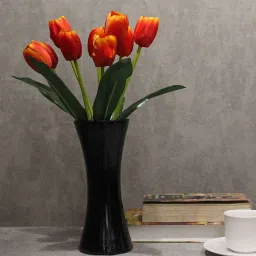 casacraft from pepperfry Orange Polyester Tulip Bunch Artificial Flowers image 1