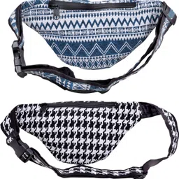 Kanha men/women stylish waist bag combo set strong cotton adjustable multi strips waist bag image 2