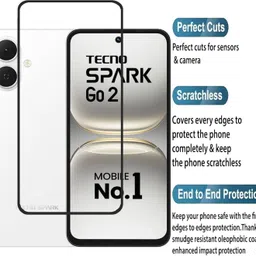 EITANSHA CREATION Edge To Edge Tempered Glass for Tecno SPARK Go 2, Tecno Spark Go 2 image 2