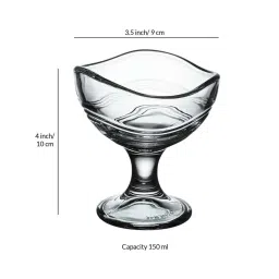 ceradeco Set of 2 Transparent Glass Oval Shaped Ice Cream Bowls image 2