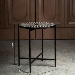 logam Olina Resin End Table In Black & White Finish image 2