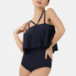 tomkot Solid Women Swim-dress Dark Blue Swimsuit-picture-13
