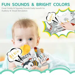 qpets Baby Cloth Book Soft Plush Tails Sensory Travel Toy image 4