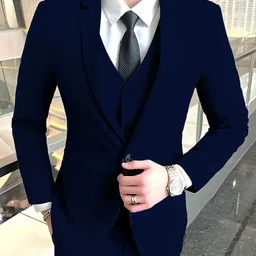 plus91 Men 3 Piece Suit Solid Suit-picture-44