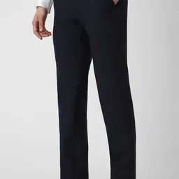 van heusen Men Slim Fit Dark Blue Polyester Trousers image 4