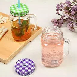sk trading Glass Mason Jar with Straw and Handle, 500ml, 2-Piece (Transparent) Glass  (500 ml) Glass Mason Jar image 5