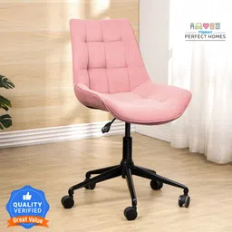 flipkart perfect homes Polar Swivel Height-Adjustable Velvet Desk Study Chair in Pink Color Fabric Office Executive Chair-picture-36