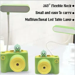 priyanest 3 in 1 Cute Camera Shape Table Desk Flexible LED Lamp with Pen Stand Study Lamp image 3