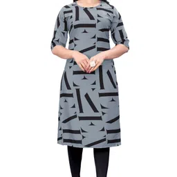 miroselly creation Pack of 4 Women Geometric Print, Printed Viscose Rayon Straight Kurta image 5