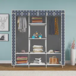 yumesa 8 Shelf Foldable Collapsible Wardrobe Storage Organizer Almirah Cloth Rack Carbon Steel Collapsible Wardrobe image 2