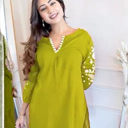 neev's dizain studio Women Cotton Rayon Kurta Pant Set image 4