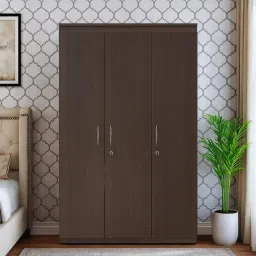 crystal furnitech Magnus 3 Door Wardrobe in Dark Elm Finish With Drawer image 1