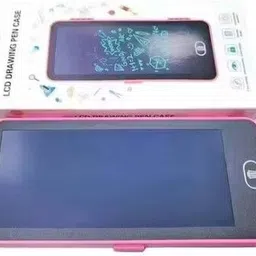 dhakshika Pink 2-in-1 LCD Writing Tablet Pencil Box for Kids Reusable Screen & Stylus Art Plastic Pencil Box image 3