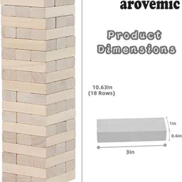 arovemic Jenga Tower Stacking Game - 54 Wooden Blocks | Family Fun image 2