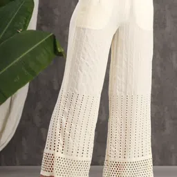 juniper Women Flared Beige Viscose Rayon Trousers-picture-11