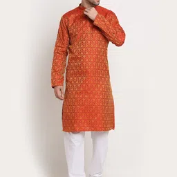 kraft india Men Paisley Jacquard Straight Kurta-picture-18