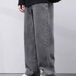 gsh Men Loose Fit Mid Rise Grey Jeans image 3