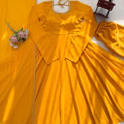 clothfly creation Embroidered Georgette Semi Stitched Anarkali Gown image 5