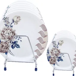 prefectdine NW_ Plate Vintage Design 11 Inch Round /Snacks Plate Set Glossy (6+6) Dinner Plate-picture-40