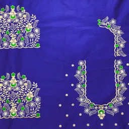 vishwambhari enterprise Unstitched Art Silk Blouse Material Embroidered image 4