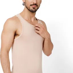 oxyzone Men's Modal Round Neck Vest - Skin Color Men Vest image 4