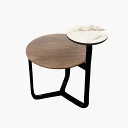 furnisto Minimalist Marble Top Walnut Solid Wood Coffee Table in Walnut Finish image 5