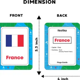 festiko 1 Set of 40 Pcs Countries Flags Flashcards for Kids image 3