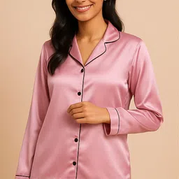g-ka Women Night Suit Set Pink Solid image 4