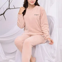 keenuu Women Night Suit Set Pink Solid-picture-27