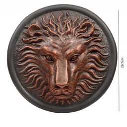 casacraft from pepperfry Ashnam Lion Head Wall Art Showpieces - Golden & Brown, 26.7cm image 5