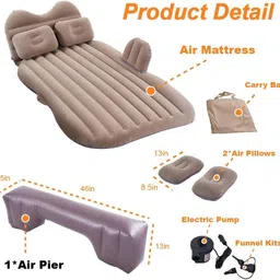 bluejack Cream Inflatable Travel Car Bed Air Sofa with Two Inflatable Pillow Inflatable Mattress Air Bed for Car Interior Car Inflatable Bed image 3