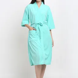 Sea Green Free Size Bath Robe-image-0