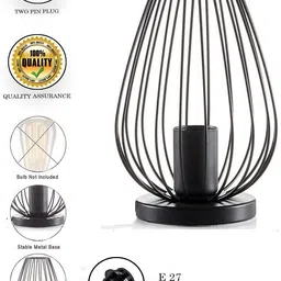 glowhere Metal Cage Bedside Lamp, Modern Rugby Table Light for Home & Living Room Table Lamp image 5