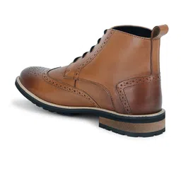 LOUIS STITCH Men Tan Mid-Top Egyptian Crust Leather Lace-Up Brogue Chukka Boots image 4