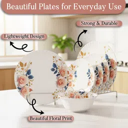 golden fish Pack of 12 Melamin 12 Pieces Dinner Set – Durable, Stylish,Crockery Set for Dining & Gifting Dinner Set image 4