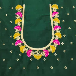 vivida enterprise Unstitched Pure Silk Blouse Material Embroidered image 2