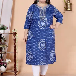 avnii Women Floral Print Pure Cotton Straight Kurta-picture-16