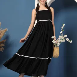 daevish Women Fit and Flare Black Maxi/Full Length Dress image 3
